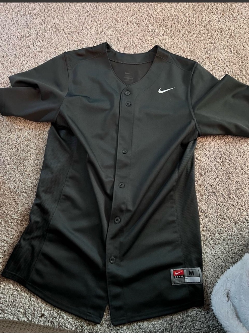 Nike Men’s Black Short-Sleeve Button Baseball Jersey